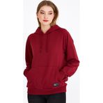 COMEOR Kadın Bordo Basic Kapüşonlu Regular Fit Rahat Sweatshirt