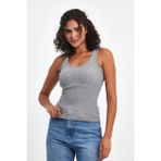 Comeor Kadın Gri Fitilli Görünümlü Askılı Kalın Basic Atlet - 2XL
