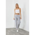 Comeor Kadın Gri Regular Fit Düz Paça Beli Lastikli Bağcıklı Eşofman Altı - XL