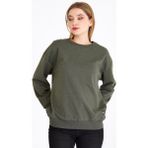 COMEOR Kadın Haki Basic Bisiklet Yaka Regular Fit Rahat Sweatshirt