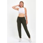 Comeor Kadın Haki Paçası Lastikli Basic Jogger Örme Eşofman Altı - XS