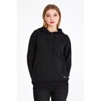 COMEOR Kadın Siyah Basic Kapüşonlu Regular Fit Rahat Sweatshirt
