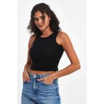 Comeor Kadın Siyah-Beyaz Fitilli Görünümlü Askılı Kalın Esnek Örme 2'li Basic Crop Atlet Bluz - Siyah - Beyaz