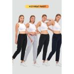 COMEOR Kadın Siyah-Gri-Lacivert-Antrasit Regular Fit Düz Paça Beli Lastikli Bağcıklı 4'Lü Eşofman Altı