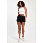 Comeor Kadın Yırtmaçlı Penye Kumaş Regular Fit Siyah Kısa Mini Günlük Şort - XL