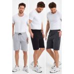 Comeor Regular Fit Yanları Cepli Rahat Kesim 3'lü Erkek Şort - XL - Siyah - Gri - Antrasit