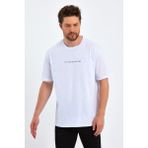 Comeor Siyah Baskılı Basic Erkek Oversize Bisiklet Yaka Kısa Kollu T-Shirt - Beyaz