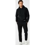 COMEOR Siyah Regular Fit Kapüşonlu Cepli Sweatshirt Düz Paça Erkek Eşofman Takımı