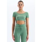Comeup Bağcıklı Yanlardan Büzgülü Crop Top (ÇAĞLA, L)