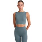 Comeup Göğüs Pedli Rib Dokulu Sırtı Çapraz Crop Top (İKONİK MAVİ, S)