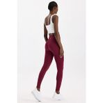 COMEUP Push Up Tayt Kadın Antik Şarap Renk Yüksek Bel Fitted Dikişsiz Konforlu Kullanım - Kırmızı - XS