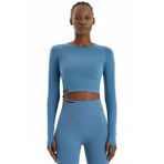 Comeup Tokalı Parmak Geçmeli Crop Top (KOZMOZ MAVİ, S)