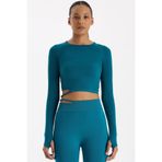 Comeup Tokalı Parmak Geçmeli Crop Top (MİLENYUM YEŞİLİ, M)