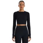 Comeup Tokalı Parmak Geçmeli Crop Top (SİYAH, M)