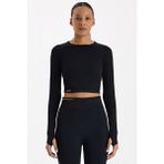 COMEUP Tokalı Parmak Geçmeli Crop Top Siyah