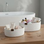 Comfort Craft Doğal Jüt 2'li Dekoratif Sepet Seti - Banyo ve Mutfak Düzenleyici - Çok Amaçlı Hasır Organizer - Beyaz