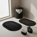 Comfort Craft Hasır / Jüt 5 Parça Siyah Trikotlu Banyo Paspas Takımı | Kirli Sepeti | Oval Sepetler