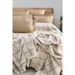 Comfort Craft Premium %100 Pamuk Müslin Pike Takımı - 6 Parça 8 Renk Seçeneği - 240X246 cm Nakışlı Yatak Örtüsü - 240 x 246 cm - Bej