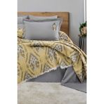 Comfort Craft Premium %100 Pamuk Müslin Pike Takımı - 6 Parça 8 Renk Seçeneği - 240X246 cm Nakışlı Yatak Örtüsü - 240 x 246 cm - Hardal