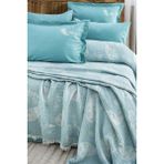 Comfort Craft Premium %100 Pamuk Müslin Pike Takımı - 6 Parça 8 Renk Seçeneği - 240X246 cm Nakışlı Yatak Örtüsü - 240 x 246 cm - Turkuaz