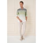 Comfort Fit Apoletli Degrade Desen Esnek Pamuk Yeşil Gömlek G 1575 - 4XL
