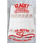 Comfort Home 12 Adetli Saçaklı Düğün Havlusu Kurdele Hediyeli Desenli Konvoy Havlusu Ekonomik Model