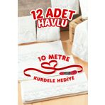 Comfort Home 12'li Söz Nişan Düğün Sünnet Konvoy Araba Havlusu Hediyelik Havlu El Havlusu Kurdele Hediyeli Mutfak