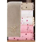 Comfort Home 6'lı Ponponlu Fiyonklu El ve Mutfak Havlusu Seti 30x50cm - %100 Pamuk, Şık ve Yumuşak Tasarım