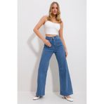 comfort jeans OrtaMavi Kadın Ema 90'sLikralı Süper Yüksek Bel Salaş Jeans Palazzo Pantolon