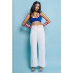 comfort jeans Sindy Beyaz Likralı Yüksek Bel Wide Leg Salaş Geniş Paça Kot Pantolon