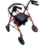 Comfort Plus Rolatör 4 Tekerlekli Yürüteç Bordo Renkli Çelik Katlanabilir Manuel Model 130 kg Taşıma Kapasiteli