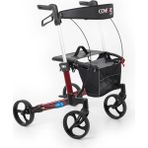 Comfort Plus Rolatör Yürüteç Bordo | Alüminyum Şase, Katlanabilir Frenli 8'' Tekerlekli, Oturaklı ve Sepetli Lux Model, Spirit-X3
