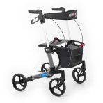 Comfort Plus Rolatör Yürüteç Gri | Alüminyum Şase, Katlanabilir 8” Frenli Tekerlekli, Oturaklı Ve Sepetli Lux Model, Spi