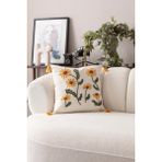 Comfort Punch Desenli Kırlent Kılıfı Kare Dekoratif Bohem Nakışlı Koltuk Yastık Kılıfı Panç 45X45 - 43 x 43 cm - Sarı - Yeşil