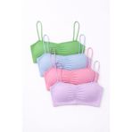 COMFORT SECRET Kadın Renkli 4'lü İp Askılı Pedsiz Sütyen Yarım Atlet Alıştırma Sütyeni