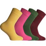 Comfort Serisi 4 'lü Unisex Bambu Organik Günlük Şeker Çorabı - Bordo - Yeşil - Sarı - Pembe - 35 - 38