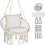 Comfy Haven Beyaz Asılı Pamuk Halat Hamak Salıncak Sandalye (Yurt Dışından) - Yuvarlak - 1