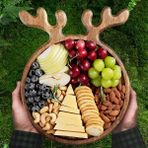Comfy Haven Noel Kurabiye Tabağı Ahşap Salata Servis Tabağı Dekoratif Yuvarlak Tatlı Tepsileri (Yurt Dışından)