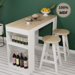 Comiet Çok Amaçlı Mdf Bar Mutfak Masası - Meşe - Beyaz