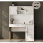 Comiet Lavanta MDF Kitaplıklı Dolaplı Çalışma Masası Klasik Tasarım Dayanıklı Yapı - 120x165 - Aytaşı