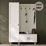 Comiet Lavanta Mdf Raflı Askılıklı Ayaklı Tasarım Portmanto Ayakkabılık
