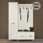 Comiet Menekşe Mdf Raflı Askılıklı Ayaklı Tasarım Portmanto Ayakkabılık
