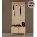 Comiet Meşe Mdf Ayaklı Tasarım Askılıklı Portmanto Ayakkabılık