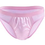 COMLIFE Erkekler Saydam Örgü Üçgen Külot Düşük Belli Seksi U Dışbükey Kılıfı Nefes Underpanties, Pembe, Tek Beden