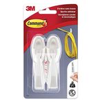 Command 17304 kablo askısı (2 plastik kanca, M beden, 1 kg'a kadar taşıma kapasitesi), 2 kanca + 2 şerit, beyaz