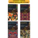 Comodo Coffee Dünya Kahveleri Filtre-Çekirdek Kahve 4'lü Tanışma Seti 4x 250 gr - 1 Paket - V60