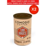Comodo Coffee Orta Kavrum Türk Kahvesi 250G x 2 Adet Metal Teneke Kutu 500 gr - 500 gr