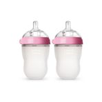 Comotomo Antikolik Silikon Biberon 2'Li 250Ml Pembe - Orta Akışlı (3-6 Ay)