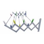 Compact Akordiyon Çamaşır Kurutma Askısı, 40 cm Genişlik, 7 Askılı, Duvara Monte, 40 kg Kapasite, Eloksal Alüminyum, Gümüş