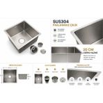 Compact Ankastre Inox Mutfak Evyesi 40X45 cm SUS304 Paslanmaz Çelik 1 mm Kalınlık Tezgah Altı Kullanım İçin Şık Tasarım